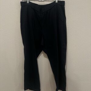 J. Jill Chambray Navy Blue Linen Stretch Pull On Crop Ankle Pants Sz Xl
